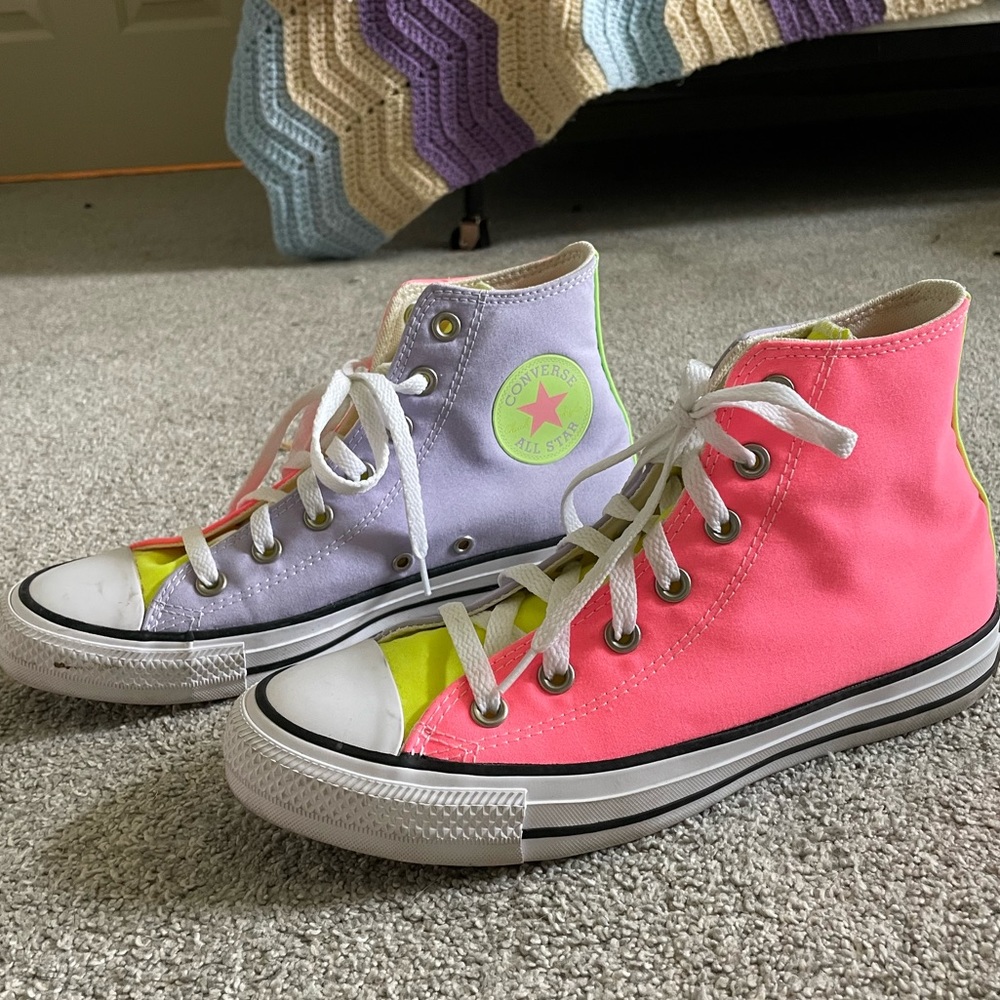 neon colorblock converse